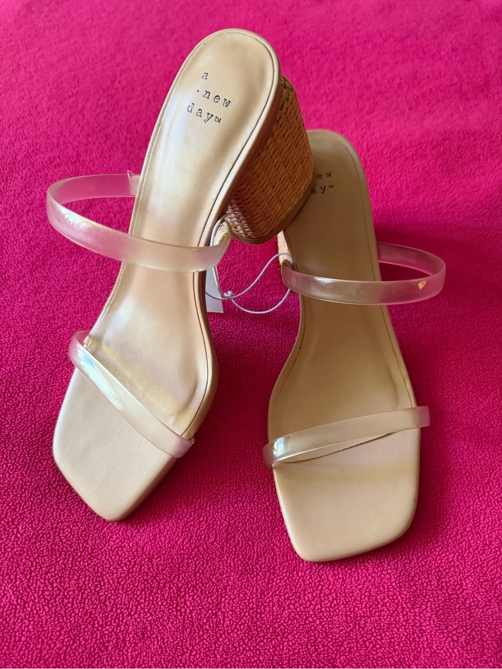 A New Day Women’s Clear Strap Block Heel Sandals